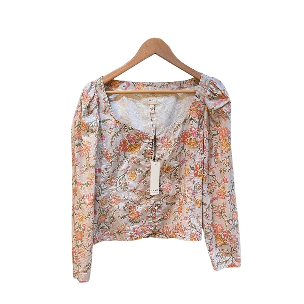 LA VIE/REBECCA TAYLOR: Lidia Vine Long Sleeve Top, Size L. NEW
